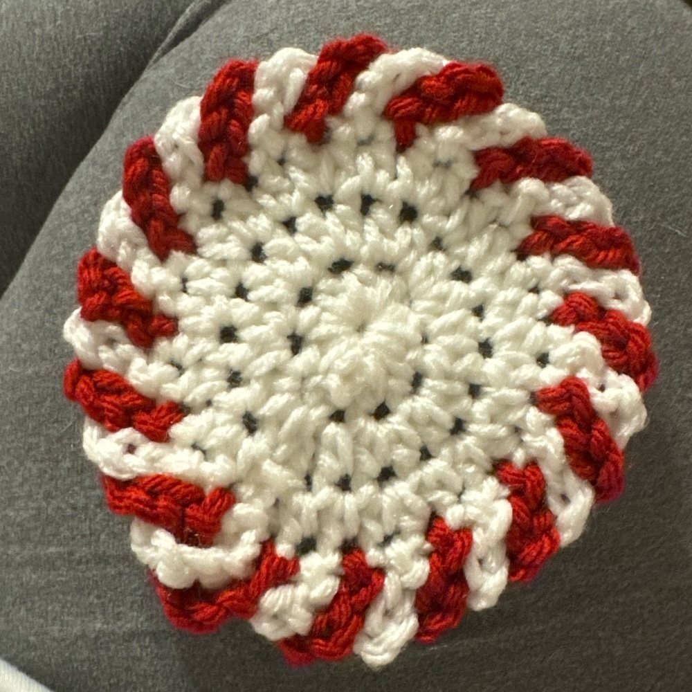 Handmade crochet coasters. Peppermint. Set of 6.